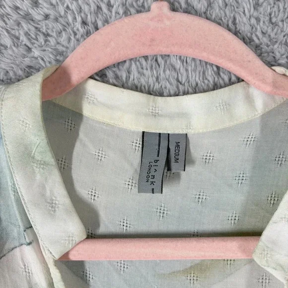 Anthro Bl^nk London Renata Tie Dye Top Size M Multicolor V-Neck Puff Sleeve Boho - Picture 5 of 9